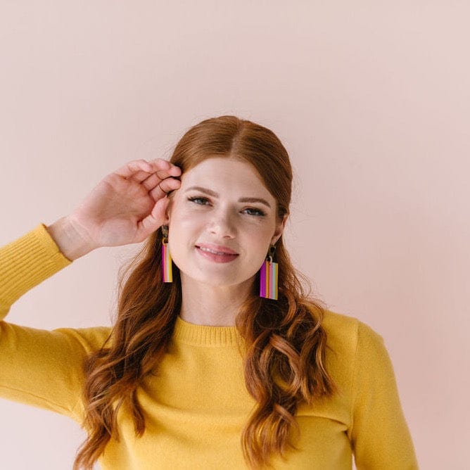 Sunshine Tienda® Magenta Rainbow Cabana Earrings