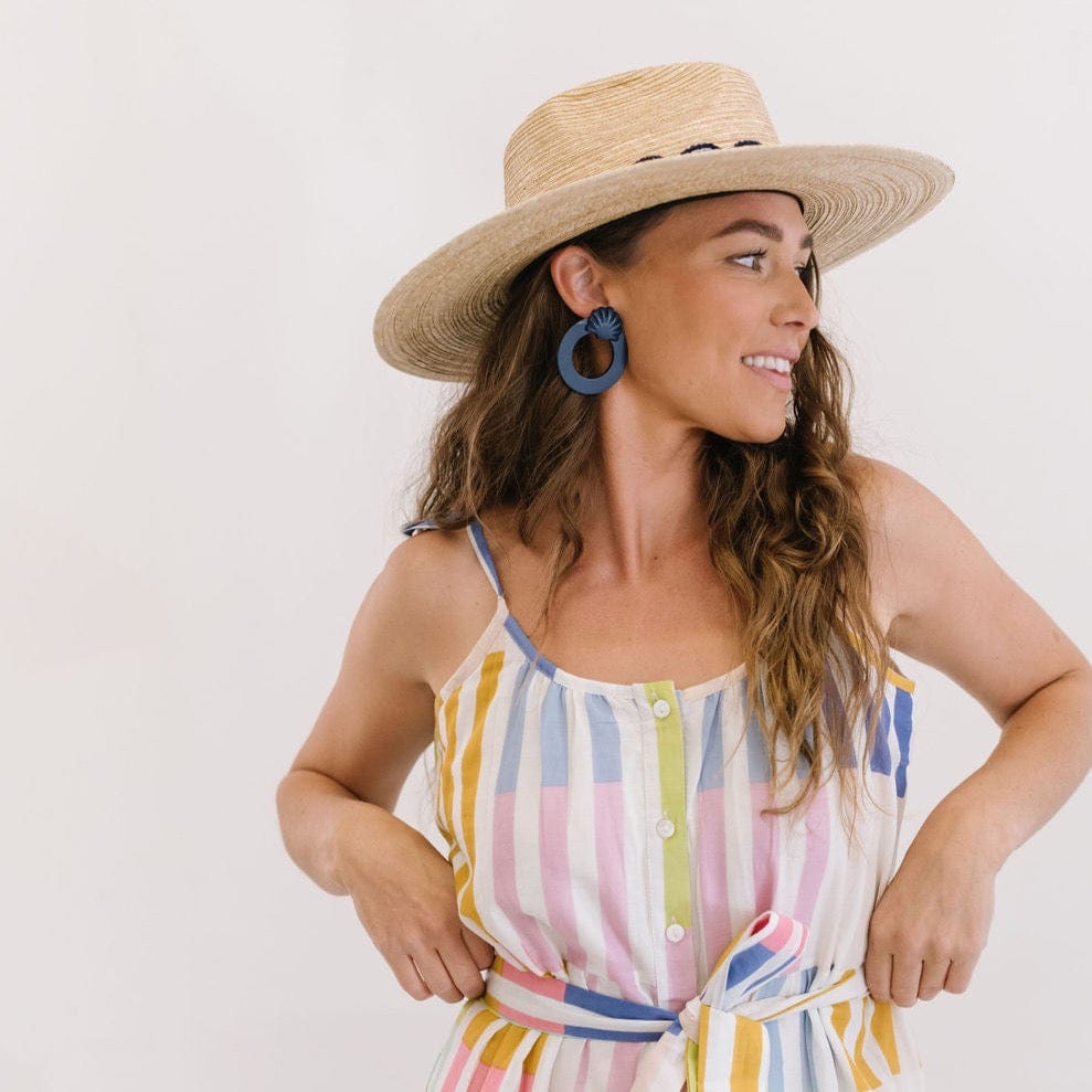 Sunshine Tienda® Navy Shell Double Circle Earrings