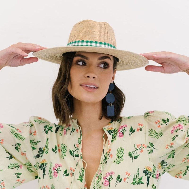 Sunshine Tienda Paulina Green Gingham Palm Hat