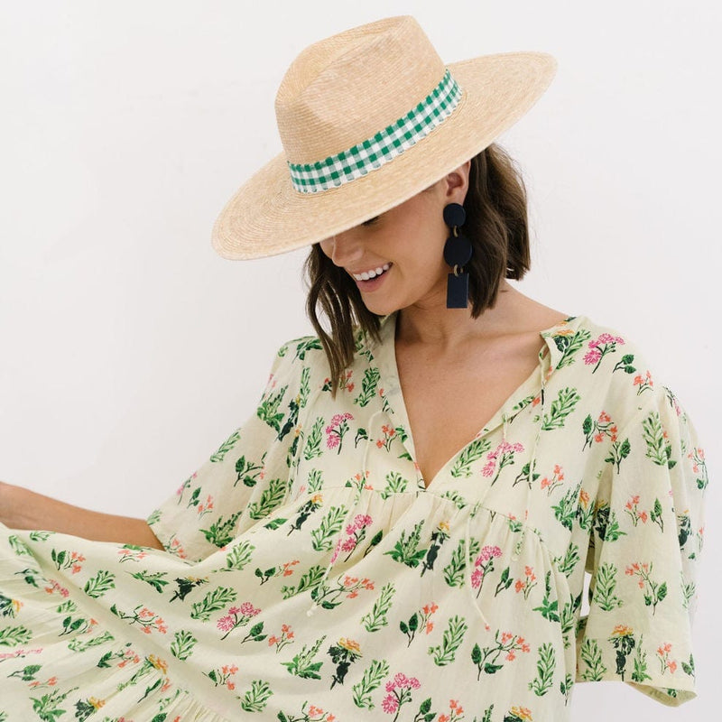 Sunshine Tienda Paulina Green Gingham Palm Hat