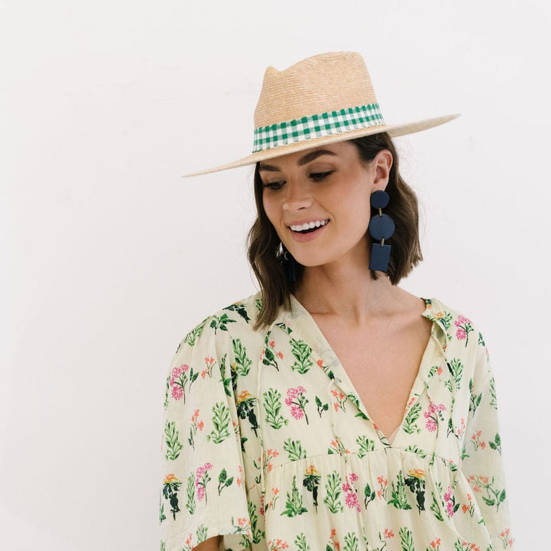 Sunshine Tienda Paulina Green Gingham Palm Hat