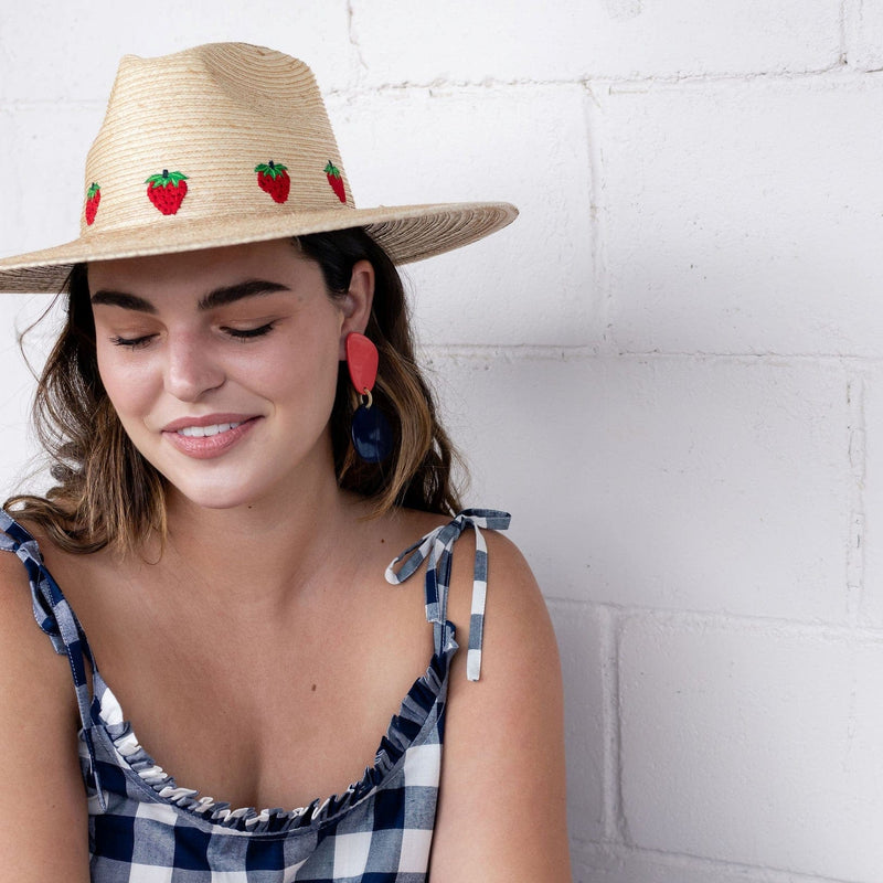 Sunshine Tienda® Pink and Navy Teardrop Earrings