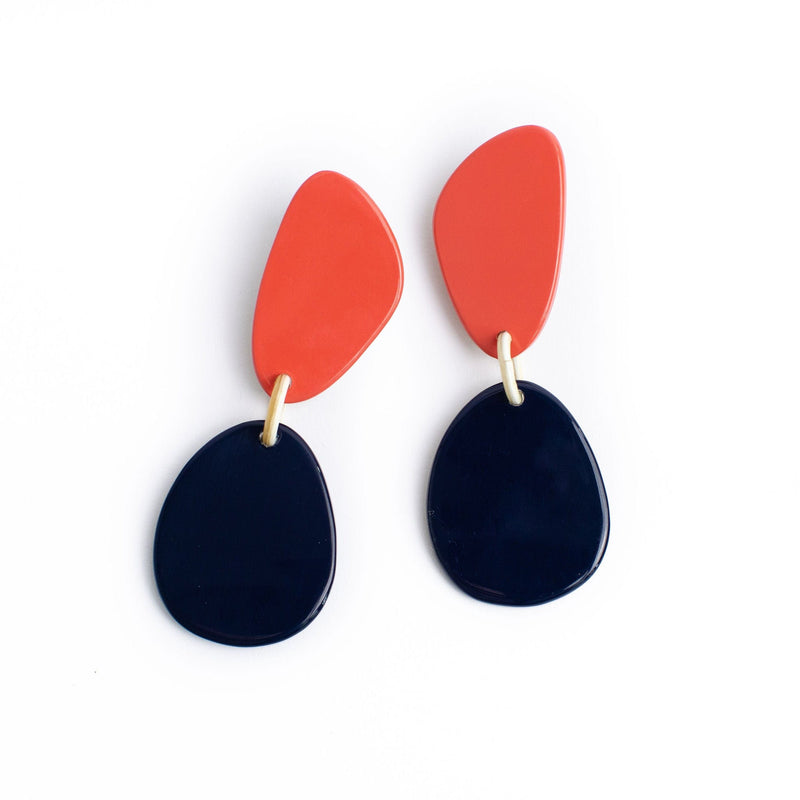 Sunshine Tienda® Pink and Navy Teardrop Earrings