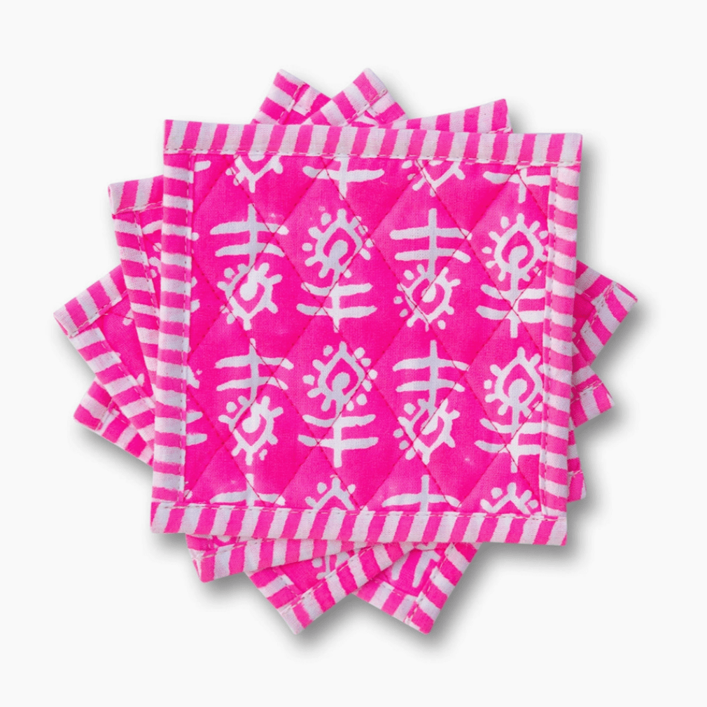 Sunshine Tienda® Pink Flower Coaster (set of 4)