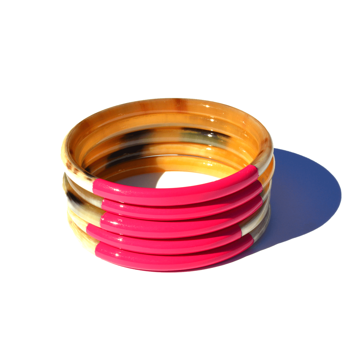 Sunshine Tienda® Pink Horn Bangle Set
