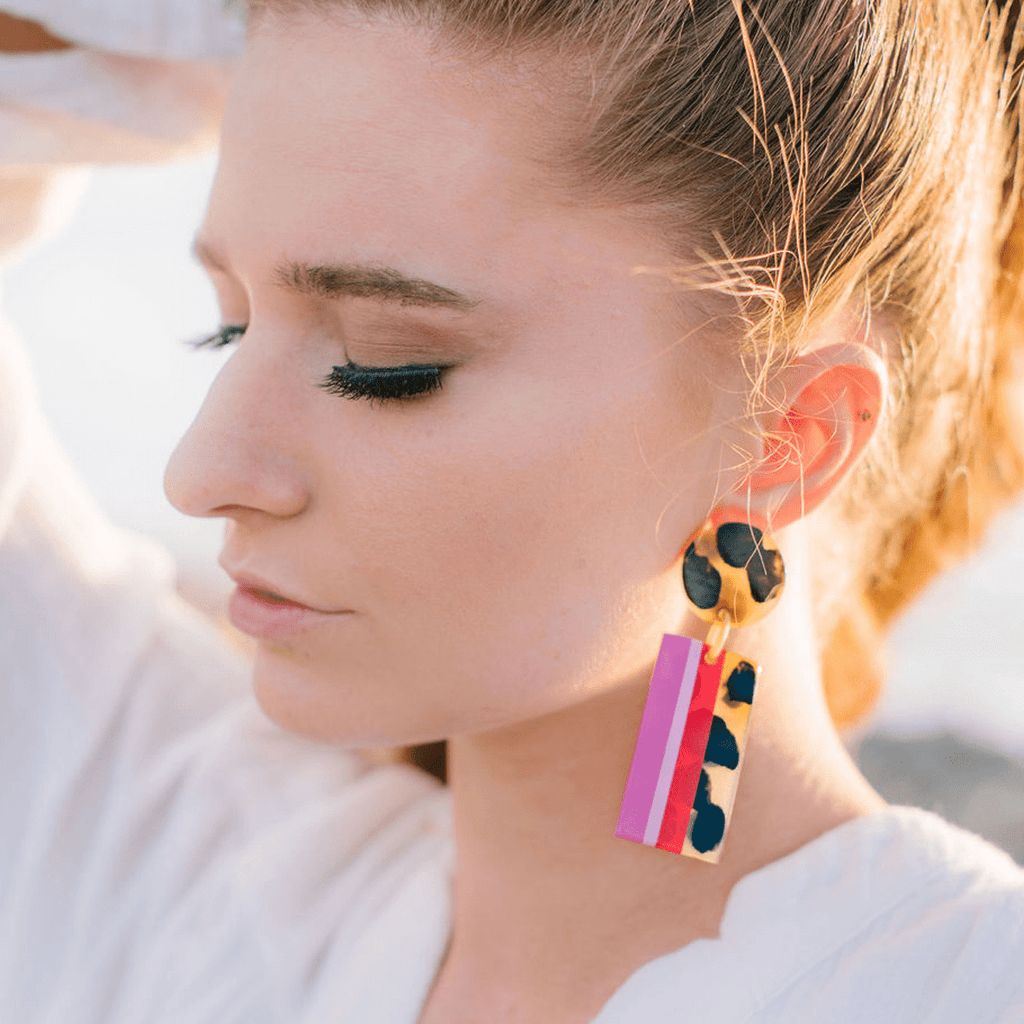 Sunshine Tienda Pink Tortoise Statement Earrings