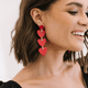 Red Drop Heart Earrings
