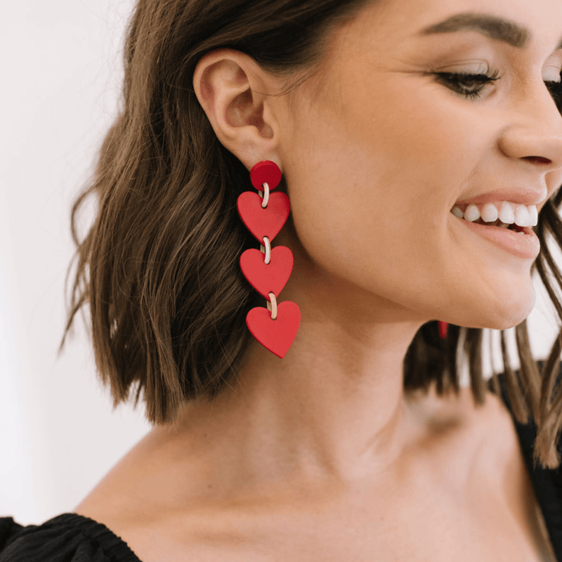 Sunshine Tienda® Red Drop Heart Earrings