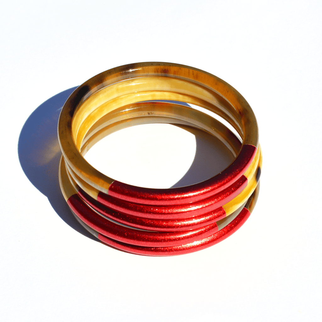 Sunshine Tienda Red Metallic Bangles