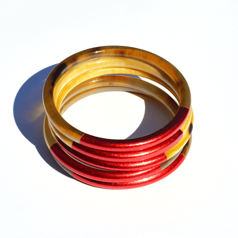 Sunshine Tienda Red Metallic Bangles