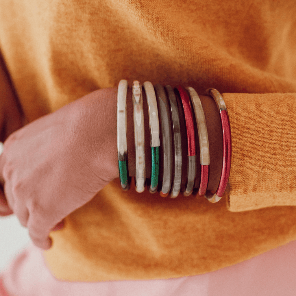 Sunshine Tienda Red Metallic Bangles