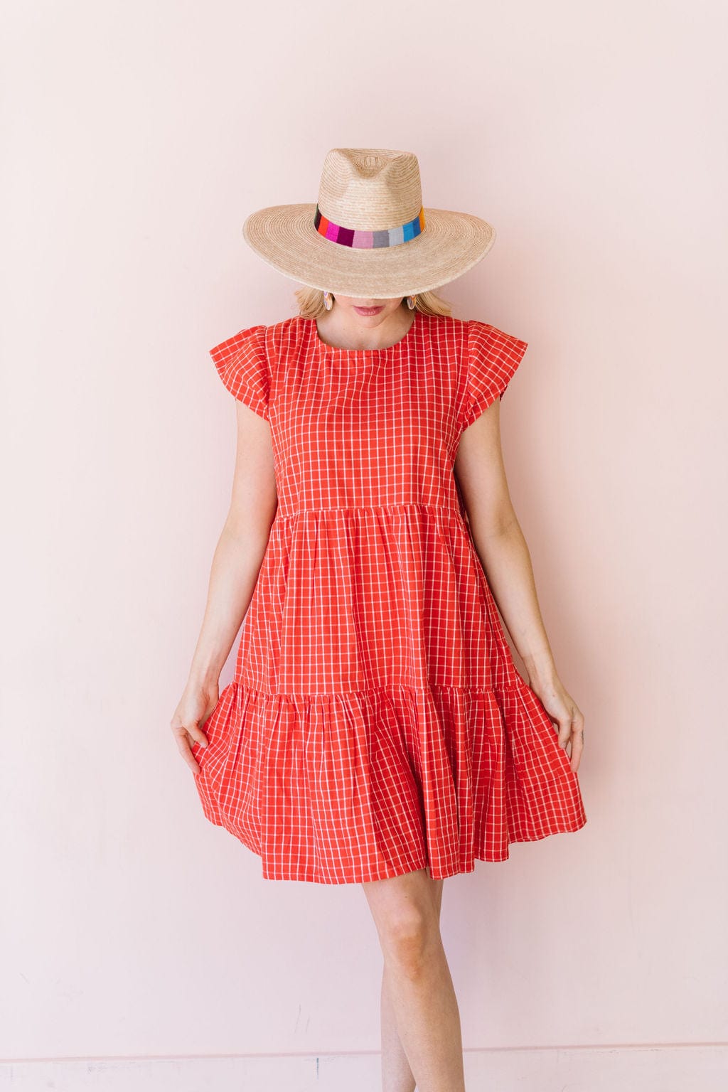 Sunshine Tienda® Red Plaid Poppy Dress