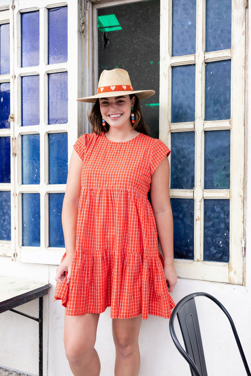 Sunshine Tienda® Red Plaid Poppy Dress