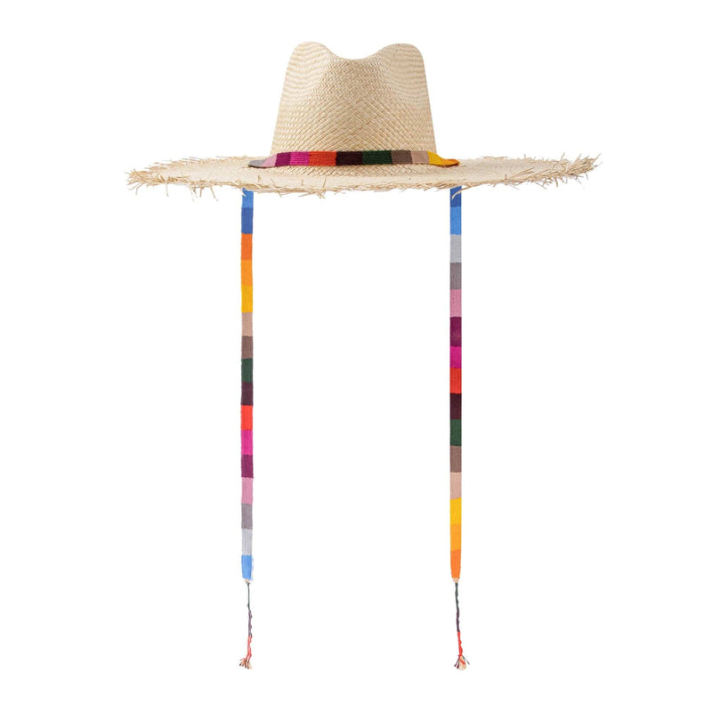 Sunshine Tienda Rosita Wide Brimmed Palm Fringe Hat