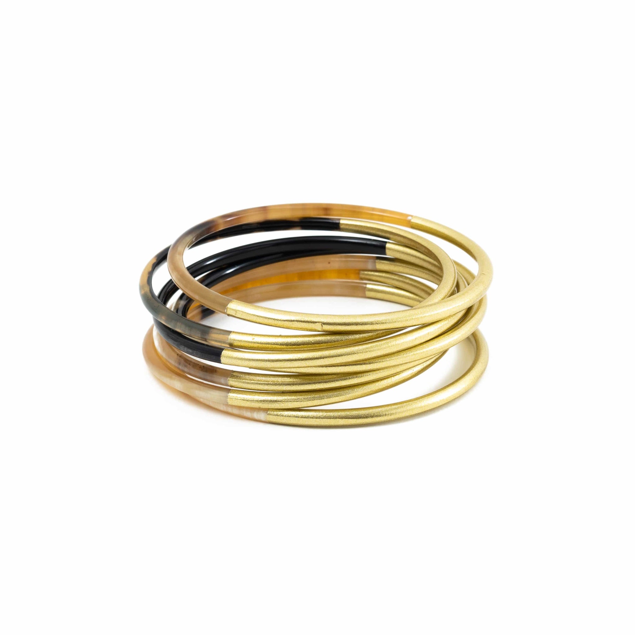 Sunshine Tienda Shiny Gold Horn Bangle Set