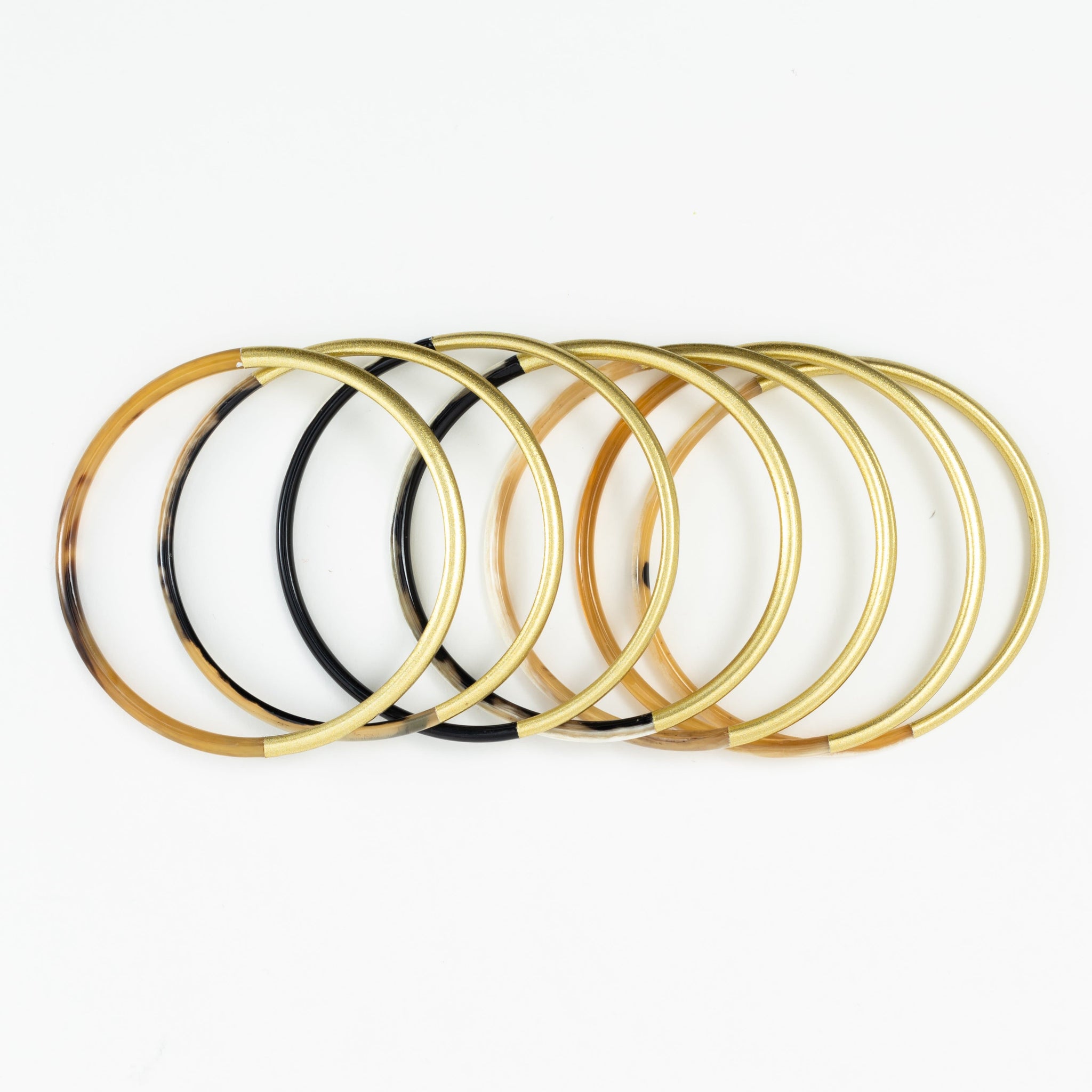 Sunshine Tienda Shiny Gold Horn Bangle Set