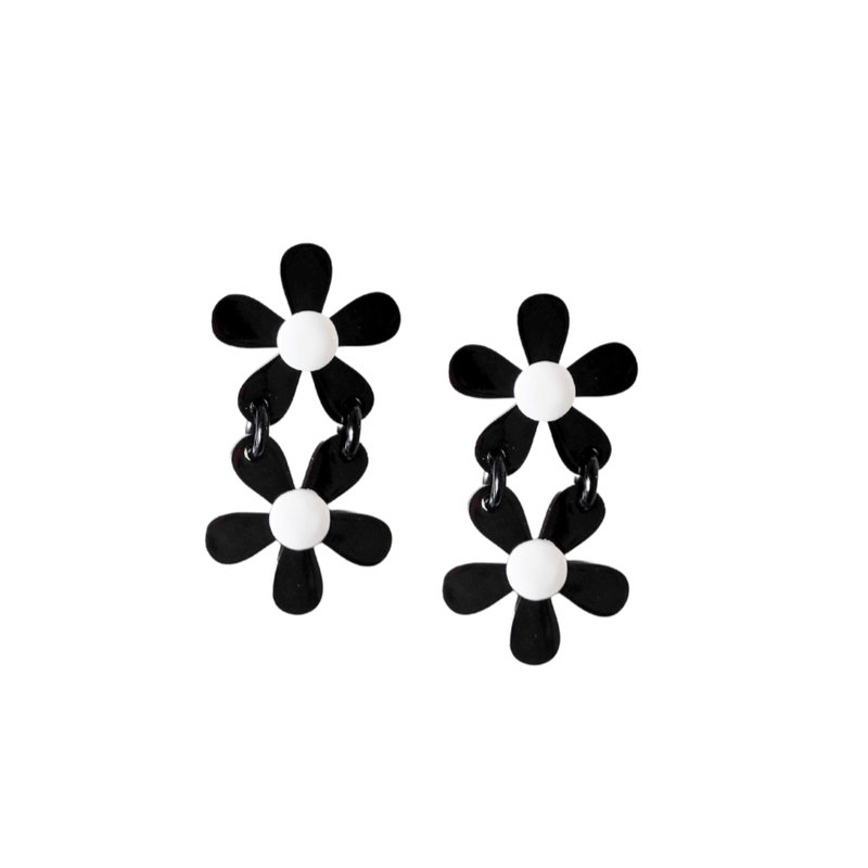 Sunshine Tienda® Stacked Black Flower Earrings