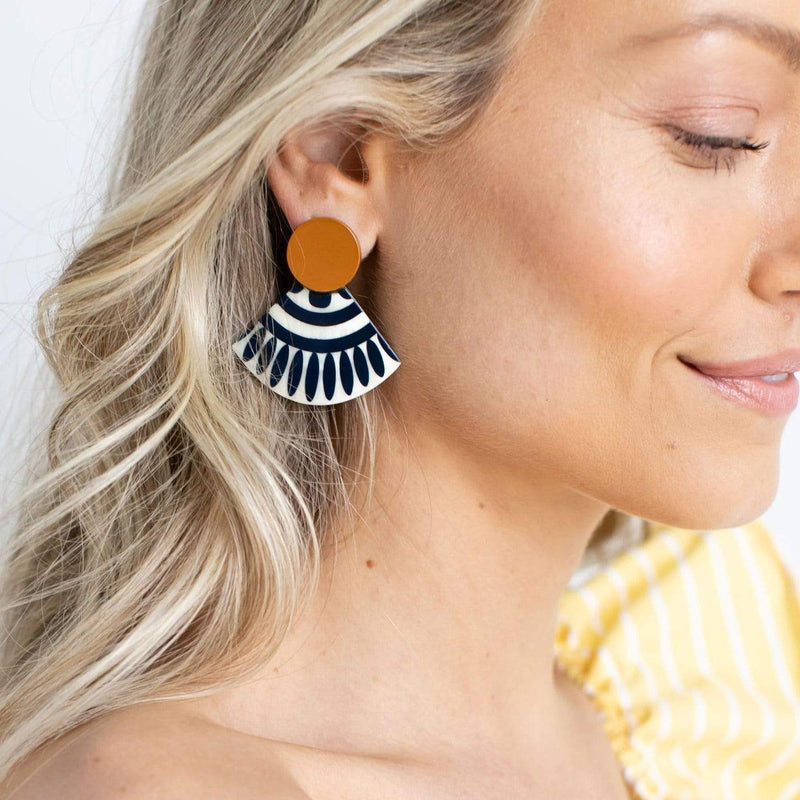 Sunshine Tienda® Sunset Navy Tile Stud Earrings