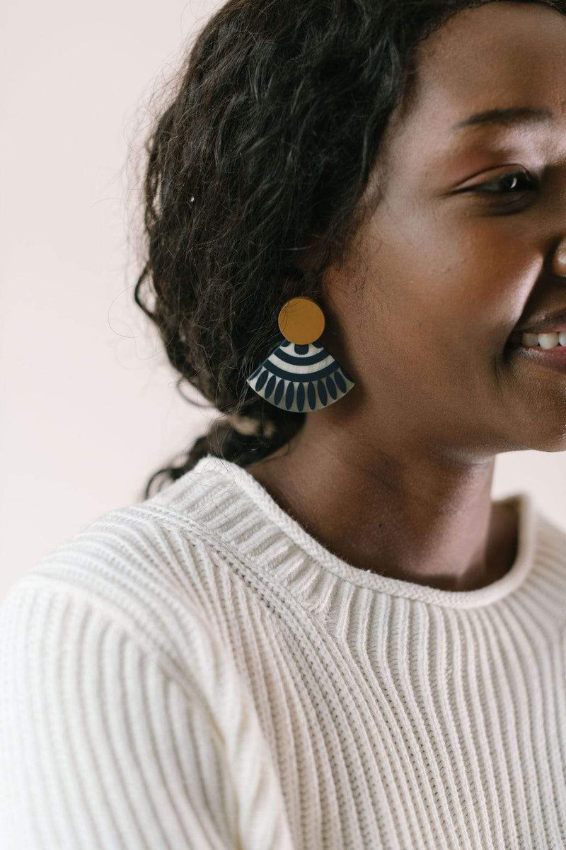 Sunshine Tienda® Sunset Navy Tile Stud Earrings