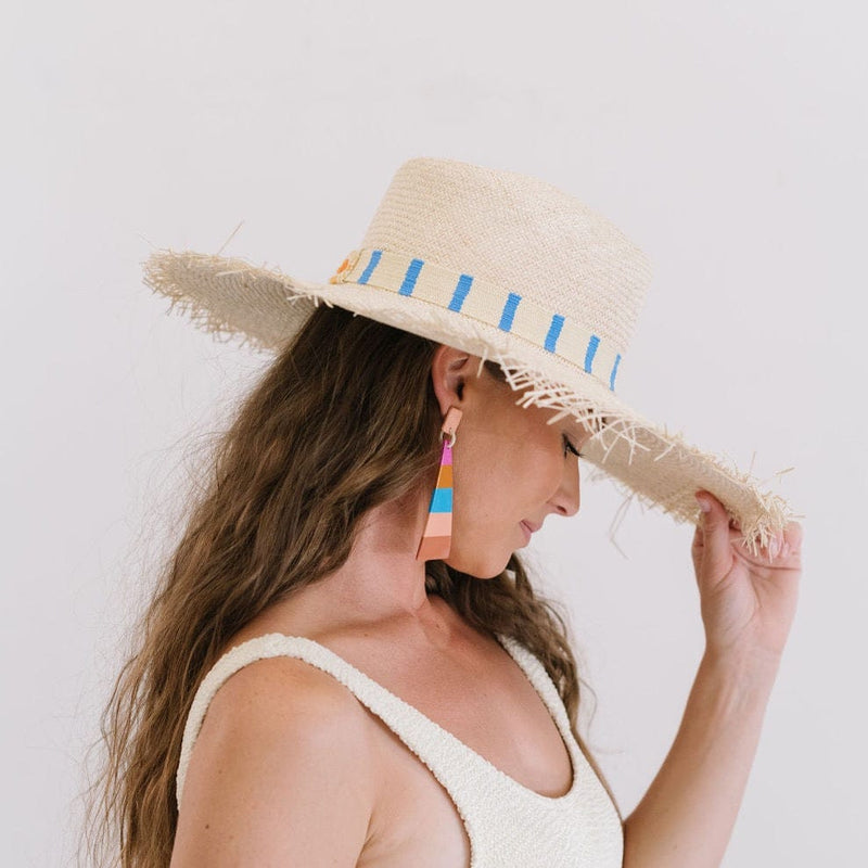 Sunshine Tienda Susana Wide Brimmed Palm Fringe Hat