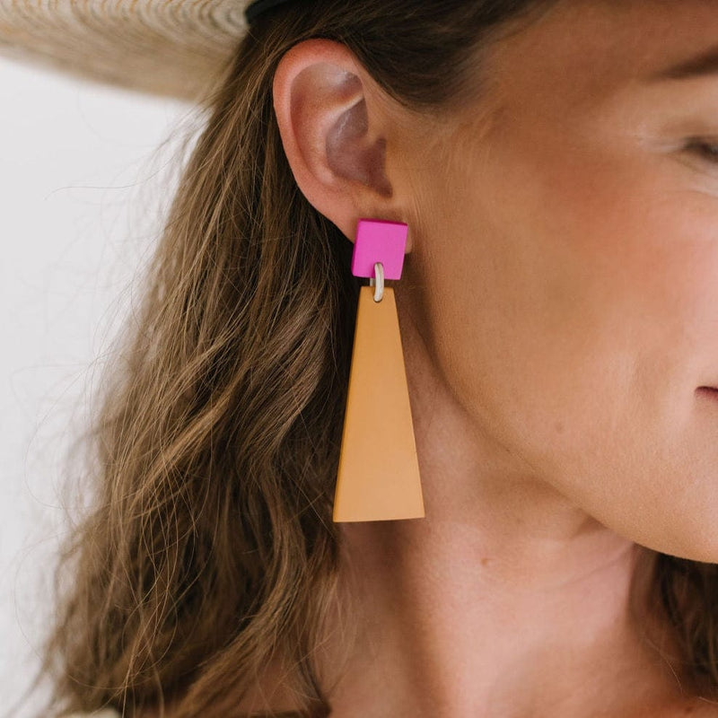 Sunshine Tienda® Terracotta Neon Shield Earrings