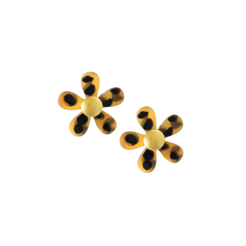 Tortoise 2025 flower earrings