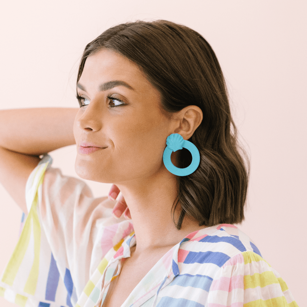 Sunshine Tienda® Turquoise Shell Double Circle Earrings