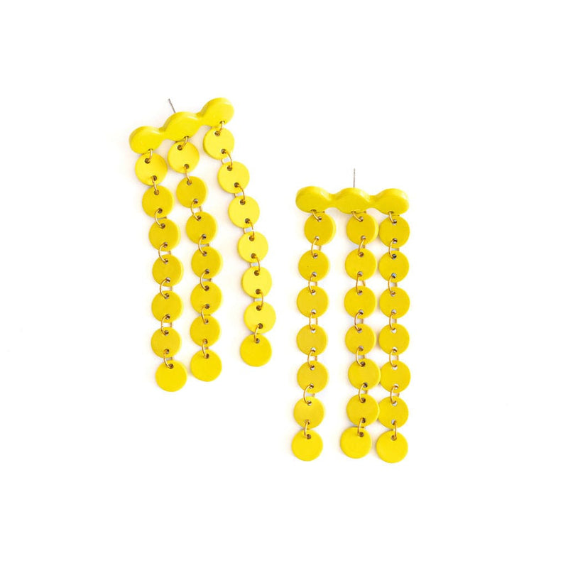 Sunshine Tienda® Yellow Cascading Shield Earrings